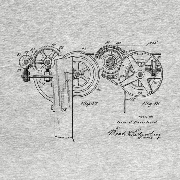 Automatic Bowling Mechanism Vintage Patent Hand Drawing by TheYoungDesigns